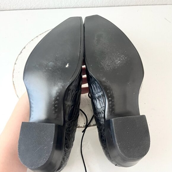 Rod Patrick Womens Lace Up Shoes 9.5 C Black Caiman Western Boots Loafers Ankle - Picture 9 of 12